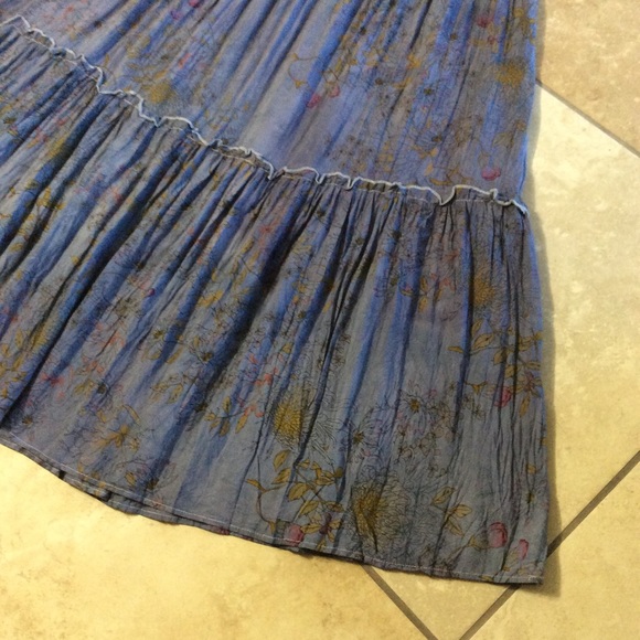 🍒 FLORAL DRESS GRAY LONG MAXI RUFFLE FLOWER BOHO - Picture 5 of 8